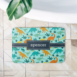 Aqua | Kinder naam van het kleurrijke dinosauruspa Badmat