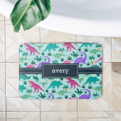 Aqua | Kinder naam van het kleurrijke dinosauruspa Badmat