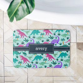 Aqua | Kinder naam van het kleurrijke dinosauruspa Badmat