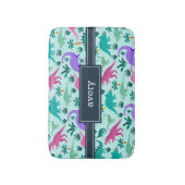 Aqua | Kinder naam van het kleurrijke dinosauruspa Badmat (Voorkant Verticaal)