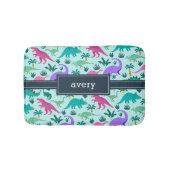 Aqua | Kinder naam van het kleurrijke dinosauruspa Badmat (Voorkant)