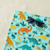 Aqua | Kinder naam van het kleurrijke dinosauruspa Strandlaken (In situ)