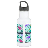 Aqua | Kinder naam van het kleurrijke dinosauruspa Waterfles (Achterkant)