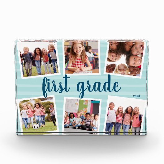 Aqua Kinder schooljaar Keepslag Collage Fotoblokken (Voorkant)