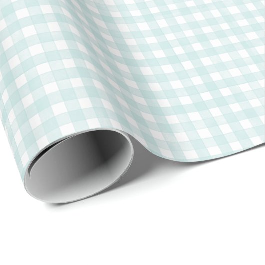 Aqua Klassieke Gingham Cadeaupapier (Rol Hoek)