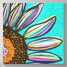 Aqua Kleur Barst Zonnebloem Schilderij