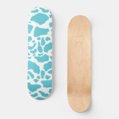 Aqua Koe Spots Animal Print Patroon Persoonlijk Skateboard (Voorkant)