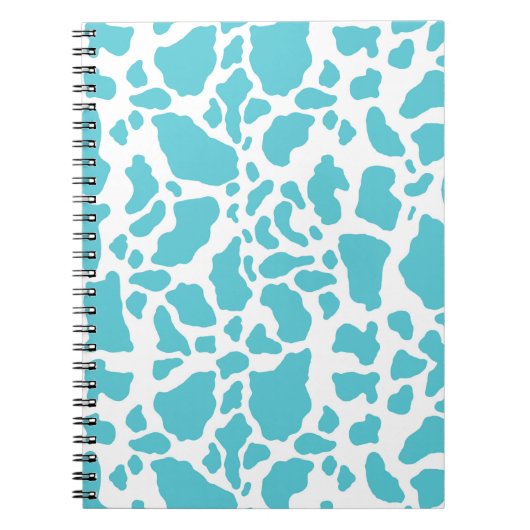 Aqua koe vlekken dierprint patroon notitieboek (Voorkant)