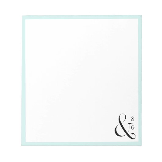 Aqua koppels monogram gepersonaliseerd Stationery Notitieblok (Voorkant)