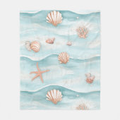 Aqua Kust Schelpen & Glinsterende Zeester (4) Fleece Deken (Voorkant)