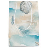 Aqua Kustschelpen & Glinsterende Zeester (3) Medium Cadeauzakje (Voorkant)