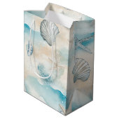 Aqua Kustschelpen & Glinsterende Zeester (3) Medium Cadeauzakje (Achterkant Gekanteld)