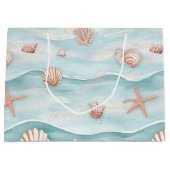 Aqua Kustschelpen & Glinsterende Zeester (4) Groot Cadeauzakje (Voorkant)