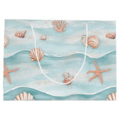 Aqua Kustschelpen & Glinsterende Zeester (4) Groot Cadeauzakje (Achterkant)