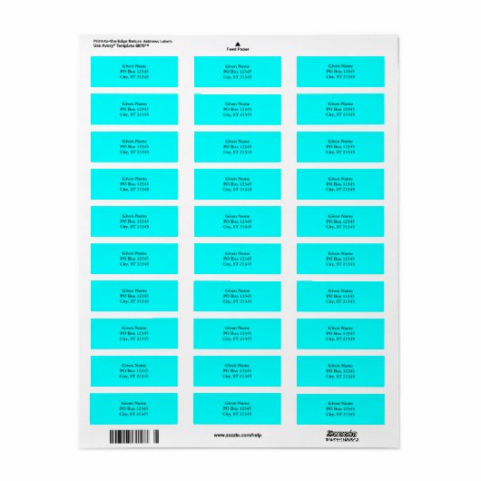 Aqua Label (Full Sheet)