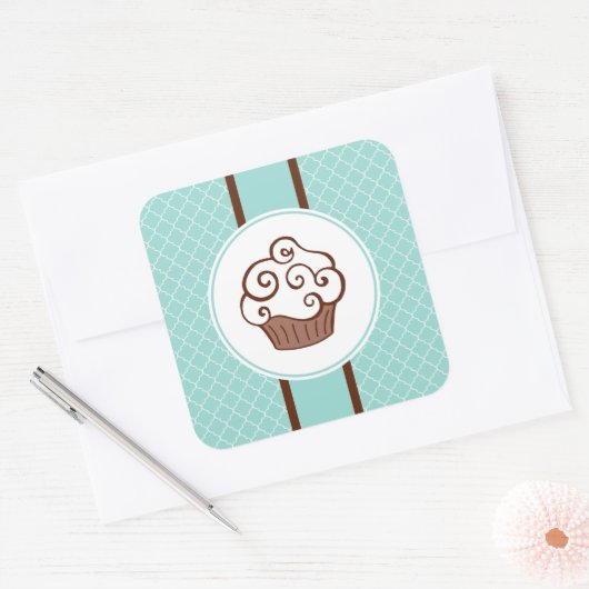 Aqua Lace Cupcake Stickers (Envelop)