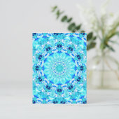 Aqua Lace, Delicate, Abstract Mandala Briefkaart (Staand voorkant)