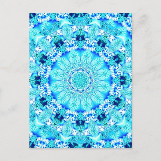 Aqua Lace, Delicate, Abstract Mandala Briefkaart (Voorkant)
