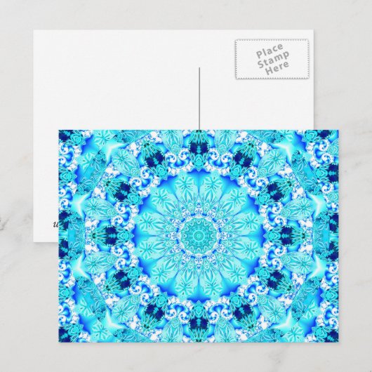 Aqua Lace, Delicate, Abstract Mandala Briefkaart (Voorkant / Achterkant)