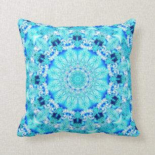 Aqua Lace, Delicate, Abstract Mandala Kussen