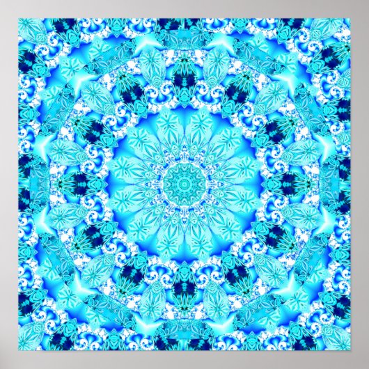 Aqua Lace, Delicate, Abstract Mandala Poster (Voorkant)