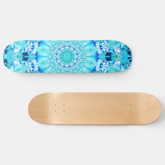Aqua Lace, Delicate, Abstract Mandala Skateboard (Horizontaal)