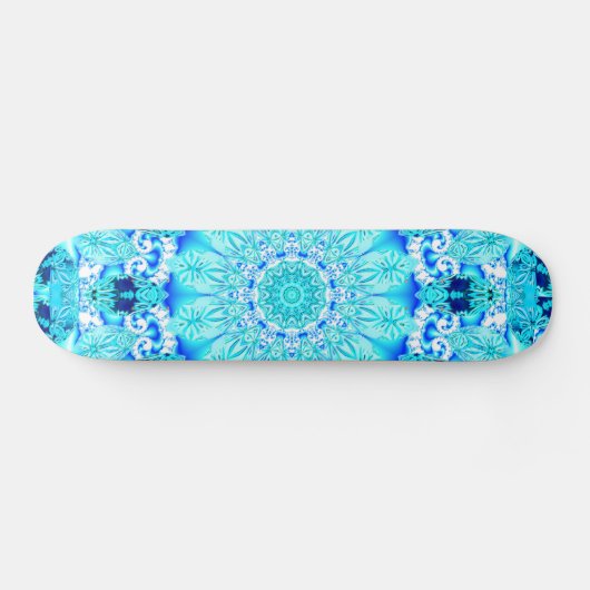 Aqua Lace, Delicate, Abstract Mandala Skateboard (Horizontaal)