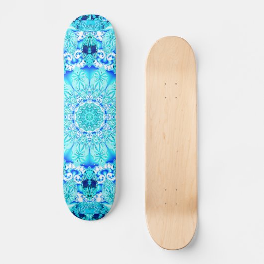 Aqua Lace, Delicate, Abstract Mandala Skateboard (Voorkant)