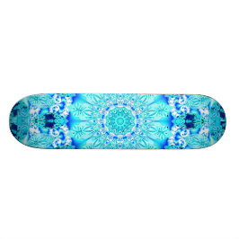 Aqua Lace, Delicate, Abstract Mandala Skateboard