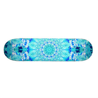 Aqua Lace, Delicate, Abstract Mandala Skateboard