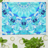 Aqua Lace, Delicate, Abstract Mandala Theedoek (Gevouwen)