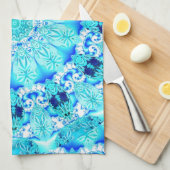 Aqua Lace, Delicate, Abstract Mandala Theedoek (Quarter Fold)