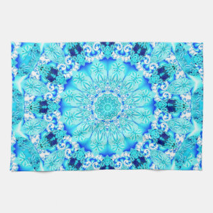 Aqua Lace, Delicate, Abstract Mandala Theedoek