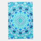 Aqua Lace, Delicate, Abstract Mandala Theedoek (Verticaal)