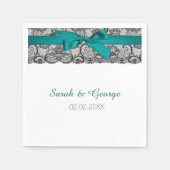Aqua lace gepersonaliseerde bruiloft servetten (Voorkant)