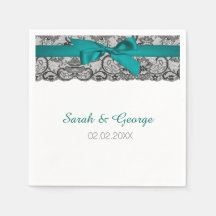 Aqua lace gepersonaliseerde bruiloft servetten