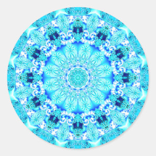 Aqua Lace Mandala, delicaat, Abstract Ronde Sticker