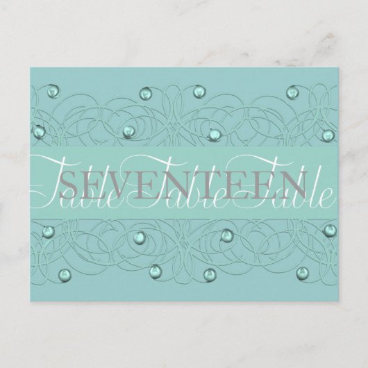 Aqua Lace Table Number Briefkaart (Voorkant)