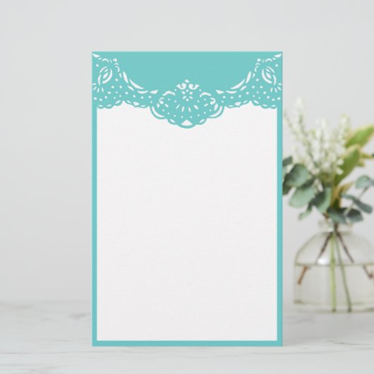 Aqua Lacy Briefpapier (Staand voorkant)