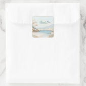 Aqua Lake Pastel Landscape Wildflower Gold Frame Vierkante Sticker (Tas)