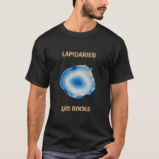 *~* AQUA LAPIDARIES GRAVEN ROTSEN Agaat Slab T-shirt (Voorkant)