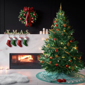 Aqua Laurel Wreath Familie Initiaal Kerst Kerstboom Rok