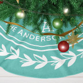 Aqua Laurel Wreath Familie Initiaal Kerst Kerstboom Rok