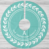 Aqua Laurel Wreath Familie Initiaal Kerst Kerstboom Rok