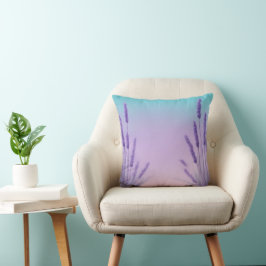 Aqua lavendel gradiënt met Lavendel bloemen Kussen