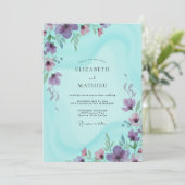 Aqua Lavendel Waterverf Bruiloft Kaart (Staand voorkant)