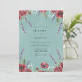 Aqua Lavendel Wilde Bloemen Bruiloft Kaart (Staand voorkant)