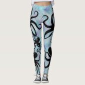 Aqua Lavender Octopus Silhouette Leggings (Voorkant)