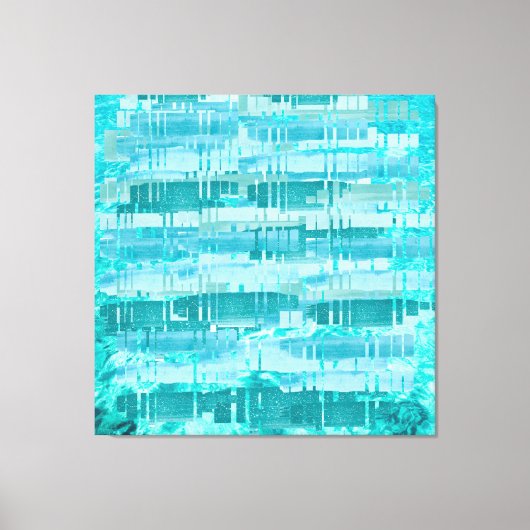 Aqua Layered Ocean Abstract – Modern Turquoise  Canvas Afdruk (Voorkant)