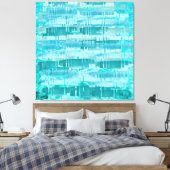 Aqua Layered Ocean Abstract – Modern Turquoise  Canvas Afdruk (Insitu (Slaapkamer))